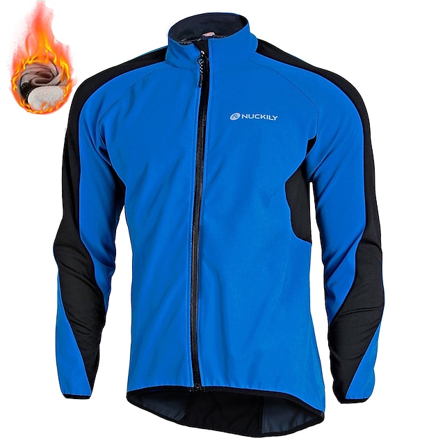 Nuckily Men's Cycling Jacket Winter Thermal Warm Windproof Breathable Reflective Strips Bike