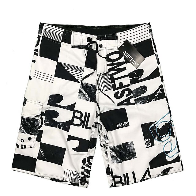 

Men's Chic Modern Hawaiian Board Shorts Beach Shorts Print Knee Length Pants Casual Daily Micro-elastic Color Block Letter Breathable Quick Dry Mid Waist Blue White Black Red 30 32 34 36 38