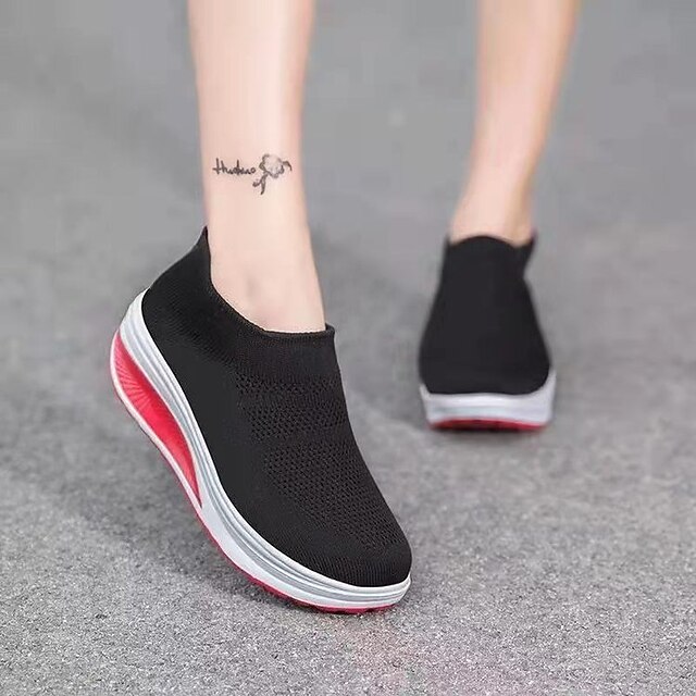 

Women's Sneakers Plus Size Flat Heel Round Toe Casual Minimalism Daily Walking Shoes Tissage Volant Loafer Spring Summer Solid Colored White Black Gray