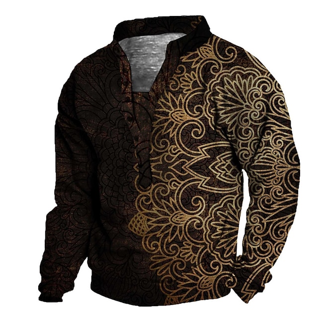 

Men's Unisex Sweatshirt Pullover Color Block Graphic Prints Flower Print Casual Daily Sports 3D Print Casual Vintage Hoodies Sweatshirts Long Sleeve Black