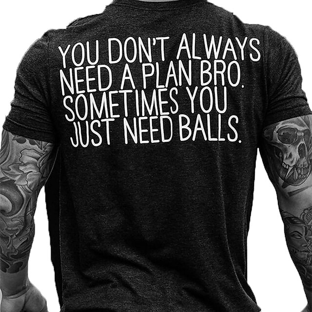 

Men's T shirt Hot Stamping Letter Crew Neck Casual Daily Print Short Sleeve Tops Lightweight Fashion Big and Tall Sports Black