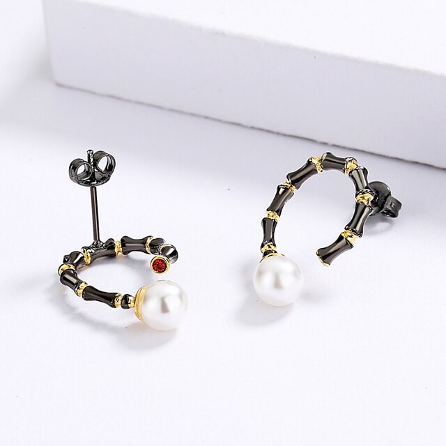 Shoes & Bags Fashion Accessories | Womens Ivory Pearl Earrings Geometrical Botanical Unique Design Natural Fashion Vintage Europ