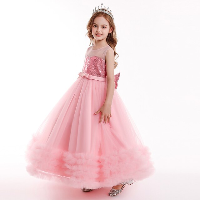 

Kids Little Girls' Dress Plain Tulle Dress Party Daily Bow Green White Purple Maxi Sleeveless Elegant Cute Dresses Children's Day Spring Summer Slim 4-12 Years