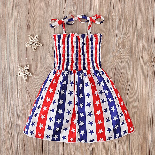 Toys & Hobbies Cosplay & Costumes | USA Flag Dress Cosplay Costume Kids Girls Cosplay Cute Party Festival / Holiday Polyester Re