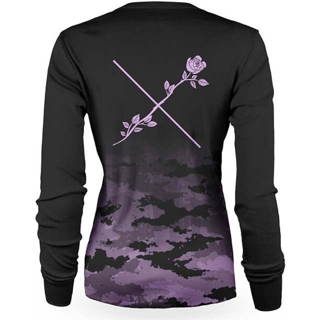 Sports & Outdoors Cycling | 21Grams Womens Downhill Jersey Long Sleeve Mountain Bike MTB Road Bike Cycling Purple Grey Floral Bo