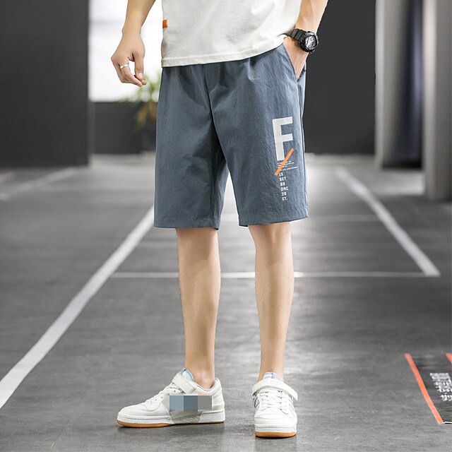 

Men's Chic Modern Casual / Sporty Shorts Patchwork Knee Length Pants Daily Gym Micro-elastic Color Block Letter Mid Waist Green Blue Pink Grey L XL XXL 3XL 4XL