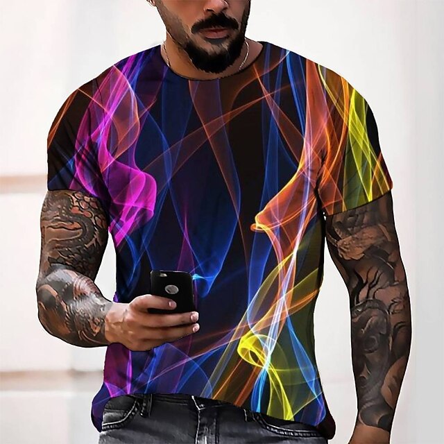 

Men's Tee T shirt 3D Print Graphic Round Neck Casual Daily 3D Print Short Sleeve Tops Fashion Designer Cool Comfortable Blue