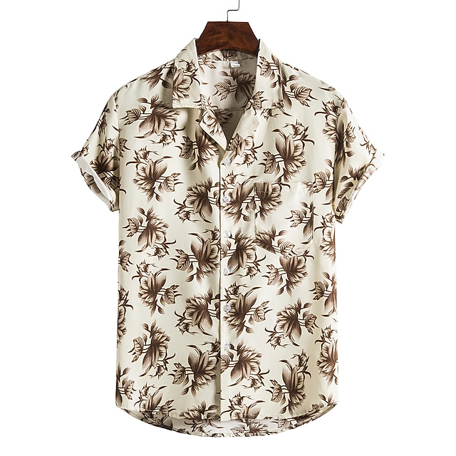 

Men's Shirt 3D Print Graphic Prints Classic Collar Casual Daily Print Short Sleeve Tops Casual Fashion Hawaiian Green / Black Black / Gray Silver / Summer / Beach