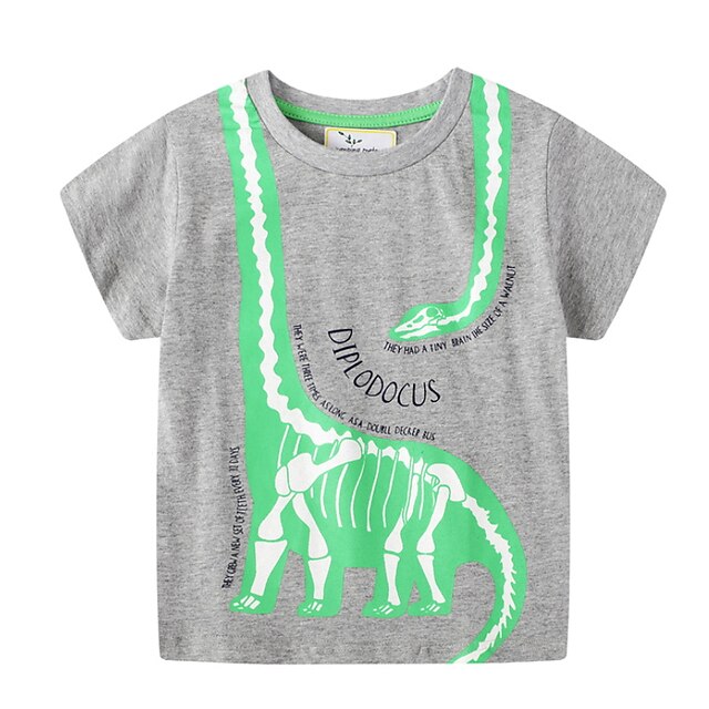 Baby & Kids Boys Clothing | Kids Boys T shirt Short Sleeve Cartoon Dinosaur Letter Gray Children Tops Spring Summer Active Basic