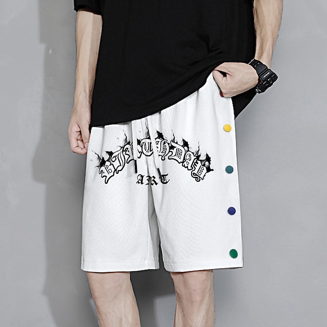 

Men's Shorts Athleisure Baggy Shorts Shorts Drawstring Print Short Pants Daily Micro-elastic Letter Outdoor Sports Mid Waist Green White Black Light Blue M L XL XXL