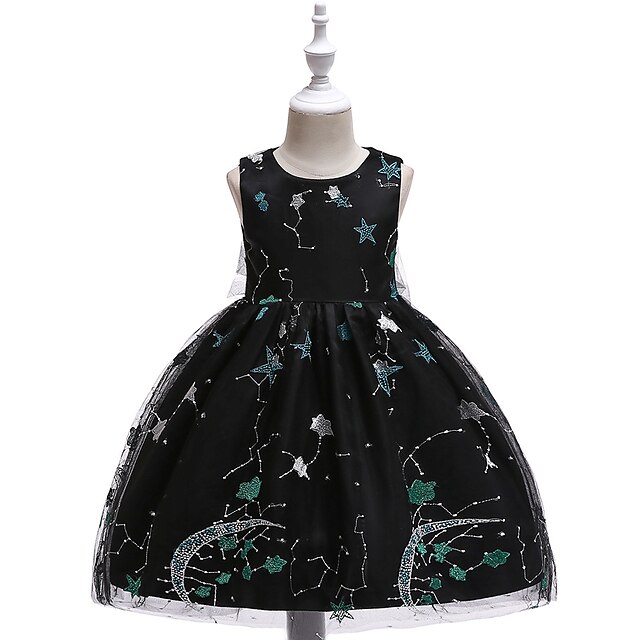 

Kids Little Girls' Dress Graphic A Line Dress Special Occasion Embroidered Black Midi Sleeveless Princess Sweet Dresses Summer Regular Fit 3-10 Years