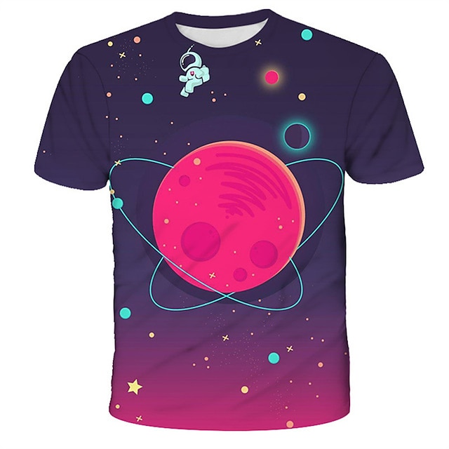 Baby & Kids Boys Clothing | Kids Boys T shirt Short Sleeve 3D Print Space Purple Children Tops Spring Summer Active Fashion Dail