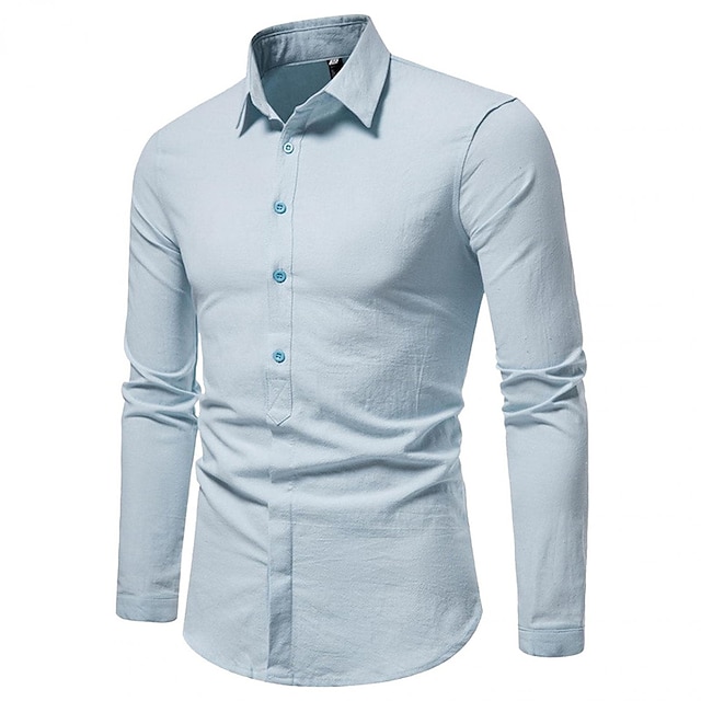 Mens Clothing Mens Shirts | Mens Dress Shirt Solid Color Turndown Street Daily Button-Down Long Sleeve Tops Cotton Business Clas