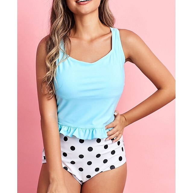 

Women's Swimwear One Piece Monokini Bathing Suits Swimsuit Ruffle Open Back Blue Black Strap Bathing Suits New Casual Vacation / Modern / Spa / Padded Bras