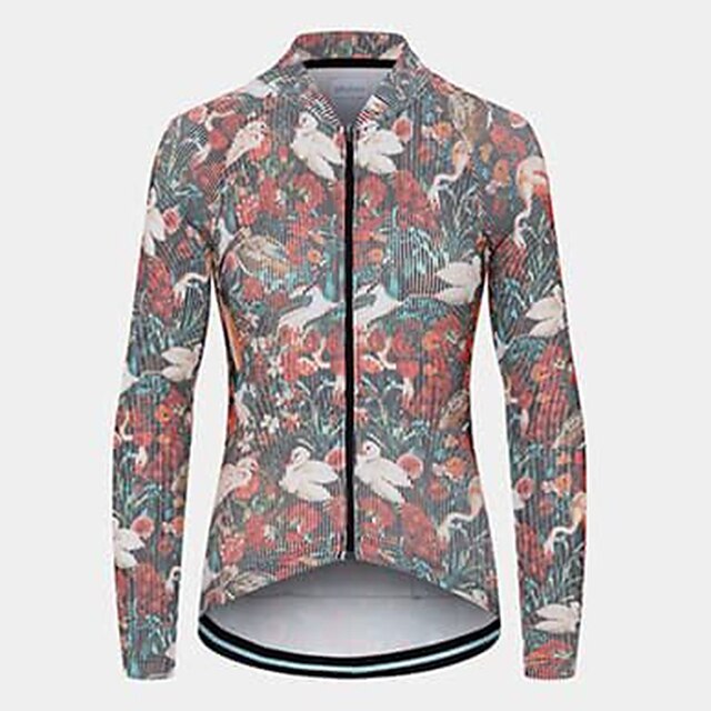 

21Grams Women's Long Sleeve Cycling Jersey Spandex Red Floral Botanical Bike Top Mountain Bike MTB Road Bike Cycling Quick Dry Moisture Wicking Sports Clothing Apparel / Stretchy / Athleisure