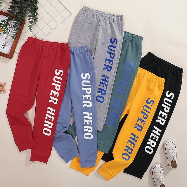 

Kids Girls' Pants Green Black Gray Letter Spring Summer Active Casual 2-8 Years