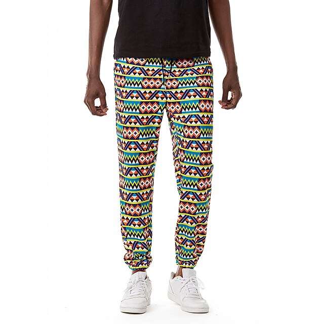 

Men's Chino Boho Jogger Chinos Sweatpants 3D Print Elastic Drawstring Design Full Length Pants Casual Color Block Graphic Prints Mid Waist Loose Orange S M L XL XXL