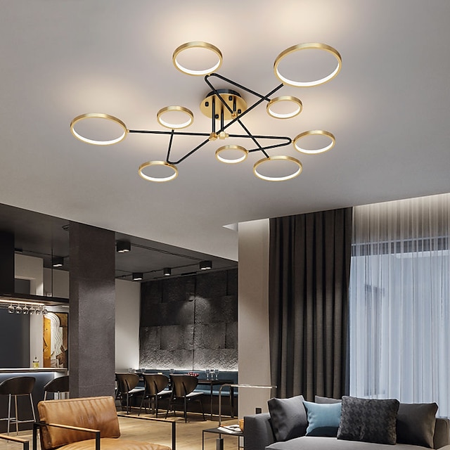  142 cm Dimmable Ceiling Light LED Nordic Style Metal Circle Painted Finishes Modern 220-240V