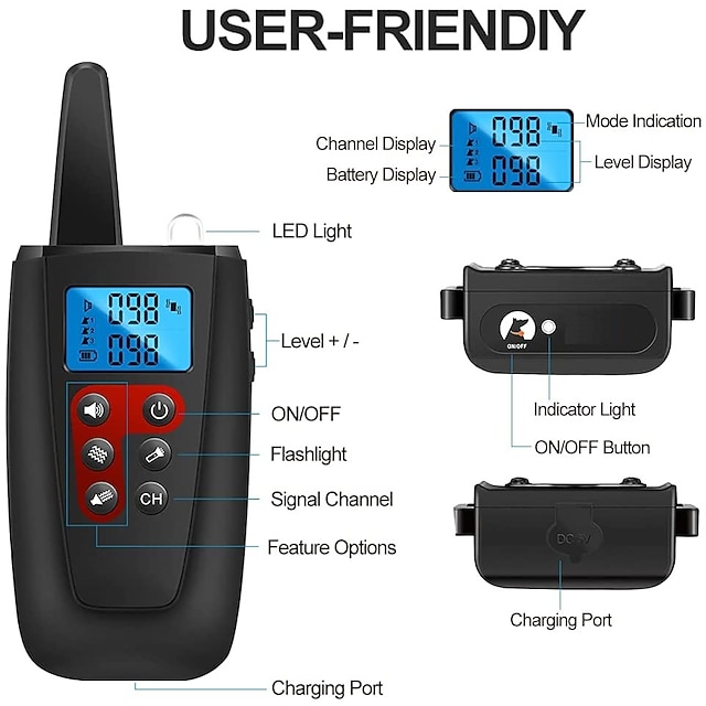 No Shock Dog Training Collar 3300ft Range Beep Vibrating Pet Trainer IPX7 Waterproof