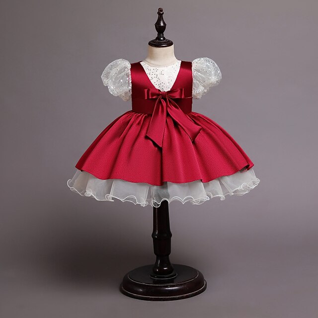

Toddler Little Girls' Dress Sequin Tulle Dress Birthday Daily Sequins Bow Gray Wine Orange Knee-length Short Sleeve Elegant Princess Dresses Children's Day Spring Summer Slim 1-3 Years