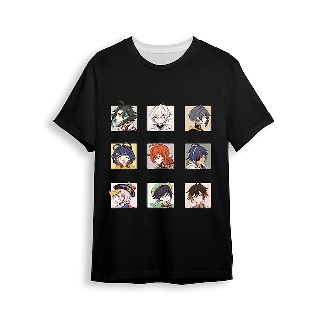 

Inspired by Genshin Impact Kamado Tanjirou T-shirt Cartoon 100% Polyester Anime Harajuku Graphic Kawaii T-shirt For Men's / Women's / Couple's