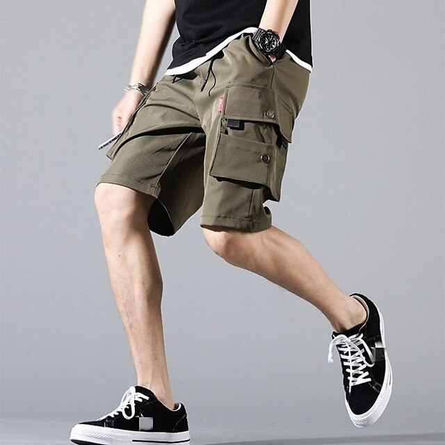 

Men's Chic Modern Casual / Sporty Shorts Patchwork Knee Length Pants Daily Gym Micro-elastic Solid Color Color Block Mid Waist Green Black Grey M L XL XXL 3XL