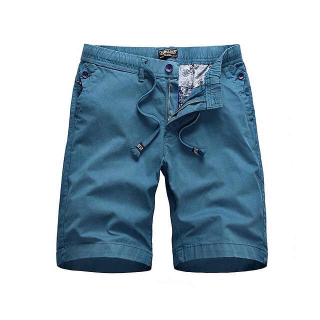 

Men's Fashion Streetwear Shorts Zipper Pocket Short Pants Casual Daily Micro-elastic Solid Color Breathable Outdoor Mid Waist ArmyGreen Blue Khaki Navy Blue 32 34 36 38