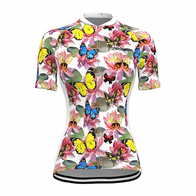 

21Grams Women's Short Sleeve Cycling Jersey Summer Spandex Yellow Butterfly Bike Top Mountain Bike MTB Road Bike Cycling Quick Dry Moisture Wicking Sports Clothing Apparel / Stretchy / Athleisure