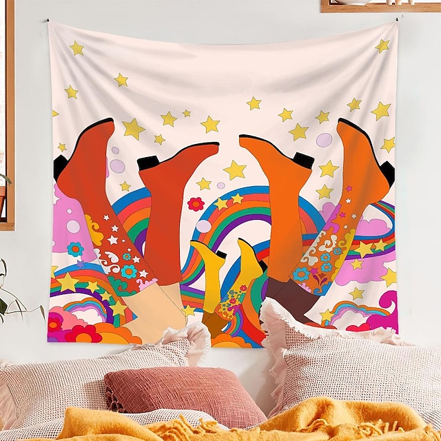 

Psychedelic Abstract Wall Tapestry Art Decor Blanket Curtain Picnic Tablecloth Hanging Home Bedroom Living Room Dorm Decoration Polyester Arabesque Mushroom Trippy Mountain
