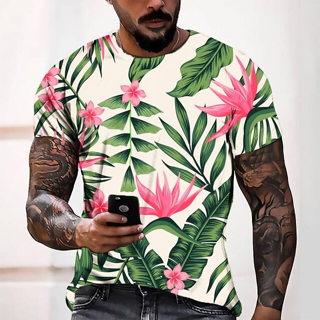 

Men's Tee T shirt 3D Print Graphic Round Neck Casual Daily 3D Print Short Sleeve Tops Fashion Designer Cool Comfortable Green
