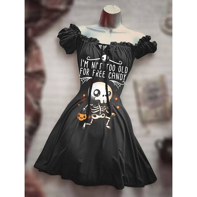 

Inspired by Halloween Pumpkin Jack Skellington Dress Cartoon 100% Polyester Anime Harajuku Graphic Kawaii Dress For Women's