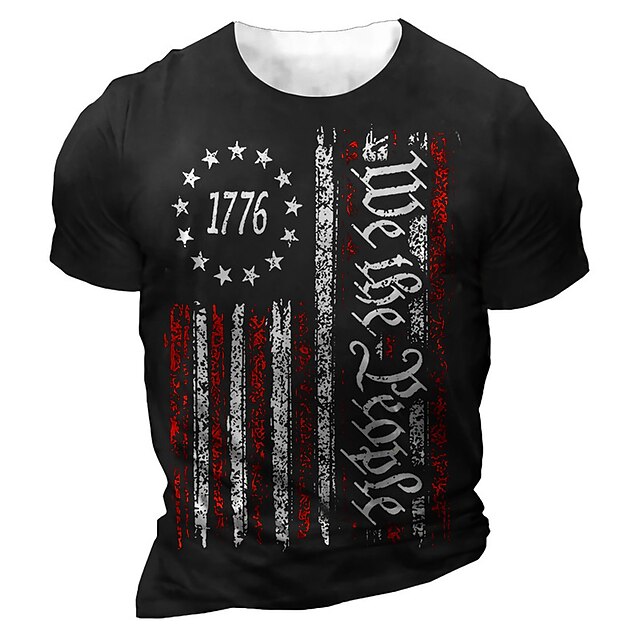 

Men's Unisex T shirt 3D Print Graphic Prints National Flag Crew Neck Street Daily Print Short Sleeve Tops Casual Designer Big and Tall Sports Black