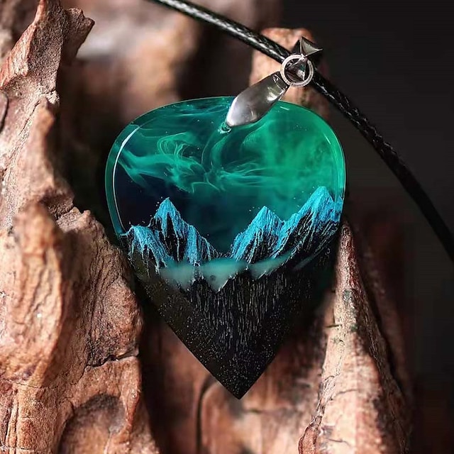 Home & Garden Home Decor | Wood Resin Paired Heart Pendants Mountains - KO85706