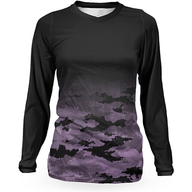 Sports & Outdoors Cycling | 21Grams Womens Downhill Jersey Long Sleeve Mountain Bike MTB Road Bike Cycling Purple Grey Floral Bo