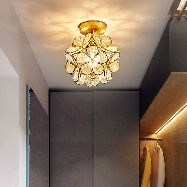 20 cm luz de teto led design de flores pingente lanterna design de vidro latão moderno 220-240v