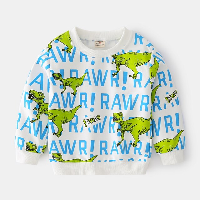 Baby & Kids Boys Clothing | Kids Boys Sweatshirt Long Sleeve Cartoon Dinosaur Letter Blue White Children Tops Fall Winter Active