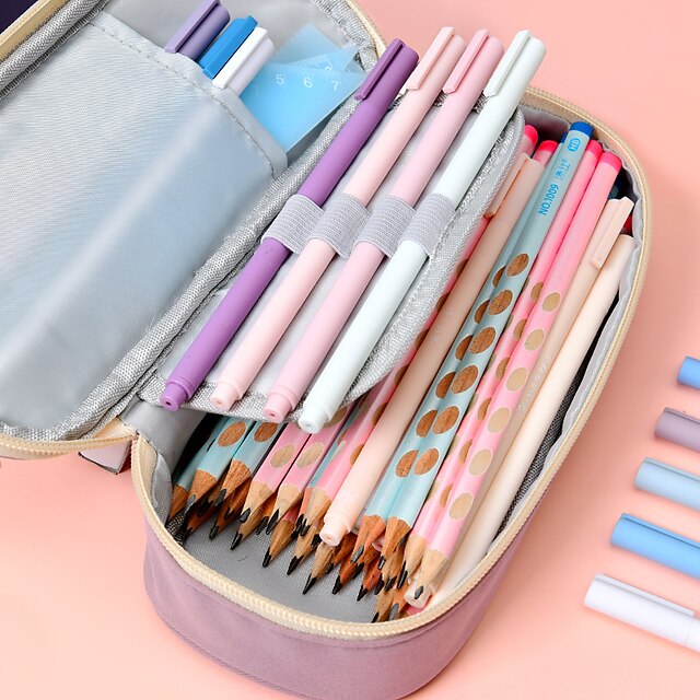 Consumer Electronics Stationery | Pencil Case Pen Pouch Marker Bag Cute Wear-Resistant With Zipper Canvas for School Student Kid