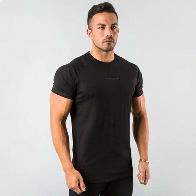 Sports & Outdoors Running, Jogging & Walking | muscle fitness sports casual slim short-sleeved t-shirt mens cotton summer and au