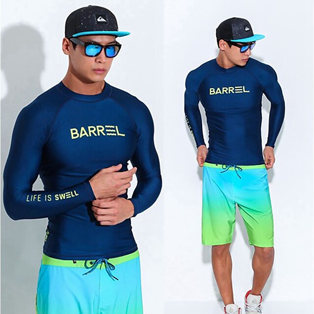 Sports & Outdoors Surfing, Diving & Snorkeling | Mens Rash Guard UPF50+ Breathable Quick Dry Long Sleeve Sun Shirt Swim Shirt Sw