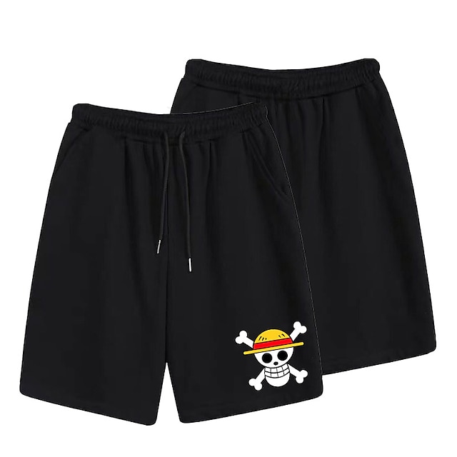  Inspired by One Piece Monkey D. Luffy Beach Shorts Board Shorts Back To School Anime Harajuku Graphic Kawaii Shorts For Men's Women's Unisex Adults' Hot Stamping 100% Polyester