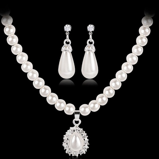 1 Packung Schmuckset For Damen Synthetischer Diamant Weiß Partyabend Festival Künstliche Perle Klassisch Blume