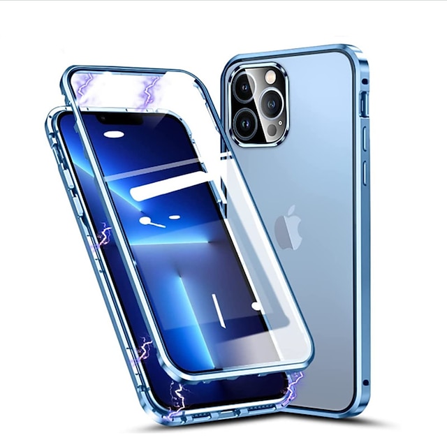  Phone Case For Apple Magnetic Adsorption Clear Case iPhone 13 iPhone 13 Pro iPhone 13 Pro Max 12 11 SE 2022 X XR XS Max 8 7 Clear Transparent Aluminum Alloy Tempered Glass Metal