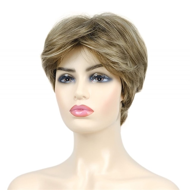 Beauty & Hair Wigs & Hair Pieces | Short Layered Wigs Pixie Cut Hair 6 Inches Natural Straight Synthetic Hair Full Wig for Daily