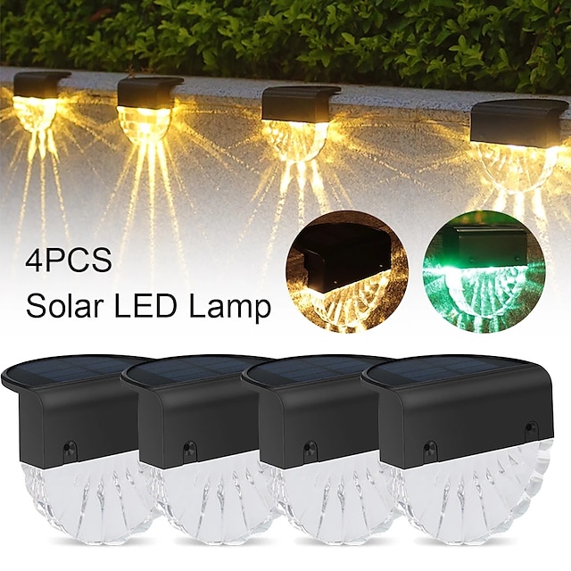 2 4pcs Solar Fence Lights Outdoor Deck Lights Warm White Waterproof RGB   Ayhqgx1650426199736 