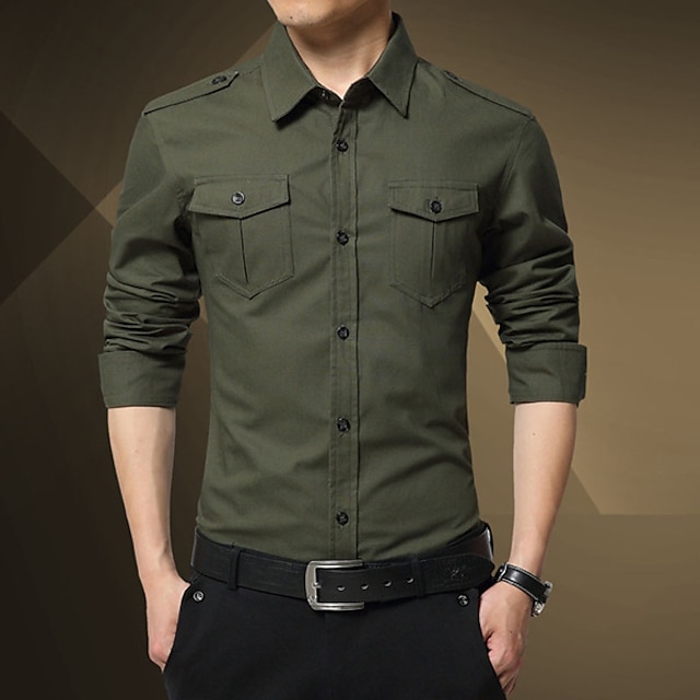 Mens Clothing Mens Shirts | Mens Shirt Solid Colored Turndown Street Casual Button-Down Short Sleeve Tops Casual Fashion Breatha