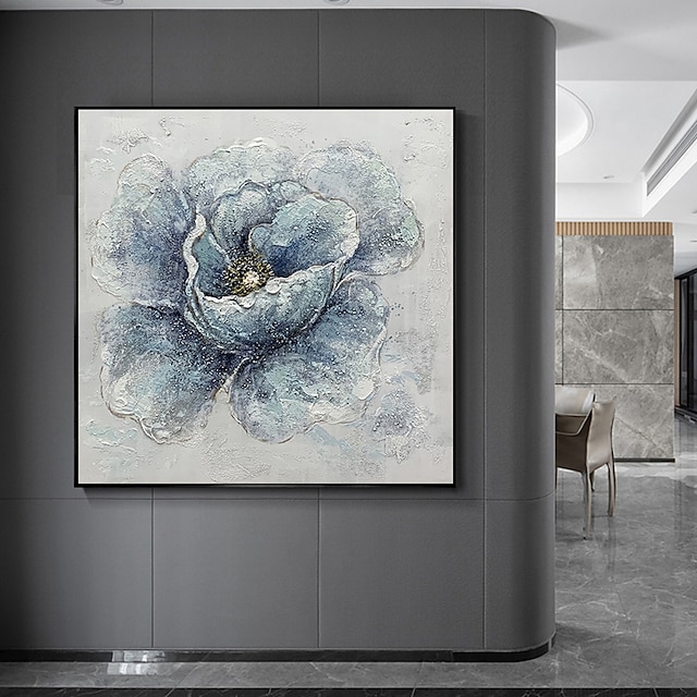 Home & Garden Wall Art | Manual Handmade Oil Painting Hand Painted Square Abstract Floral / Botanical Modern Realism Rolled Canv