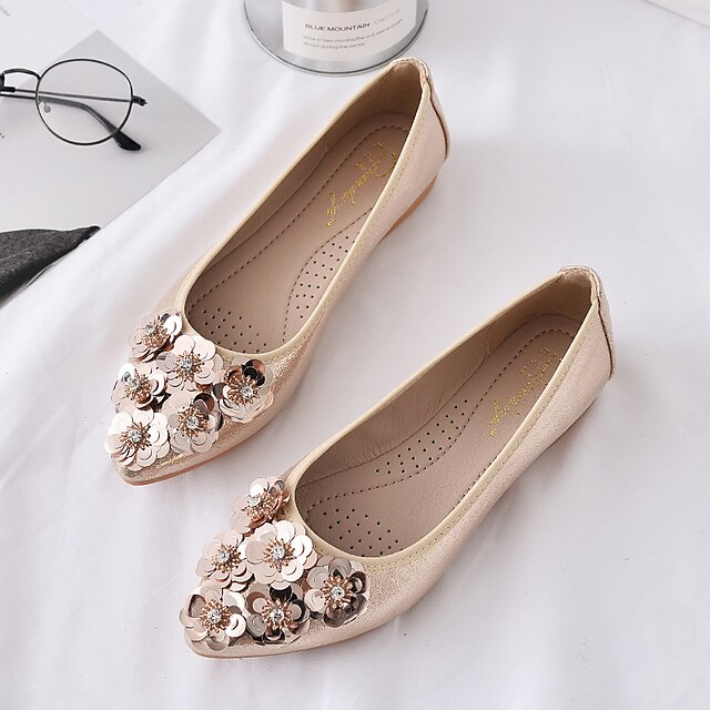 Shoes & Bags Womens Shoes | Womens Flats Formal Shoes Sequin Flat Heel Round Toe Open Toe Elegant Sweet Daily Cowhide Loafer Spr