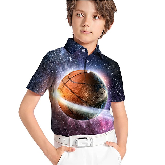 Baby & Kids Boys Clothing | Kids Boys Shirt Short Sleeve 3D Print Space Button Purple Children Tops Spring Summer Active Fashion