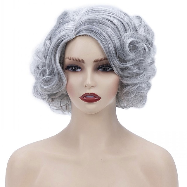 Beauty & Hair Wigs & Hair Pieces | Gray Short Wigs for Women Synthetic Blend Wig Curly Hair Natural Curly Gril Hair Synthet High