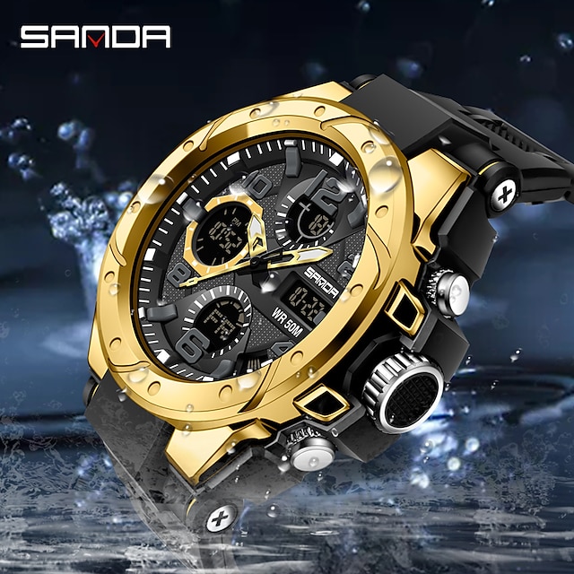  SANDA Digital Watch for Men Analog - Digital Digital Stylish Stylish Casual Waterproof Alarm Clock Dual Time Zones Plastic Silicone Fashion